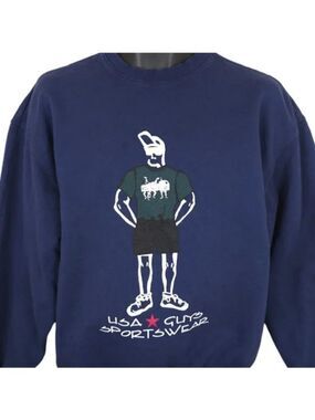 Vintage USA Guyz Sportswear Sweatshirt Mens Size Medium Blue 90s Made In USA